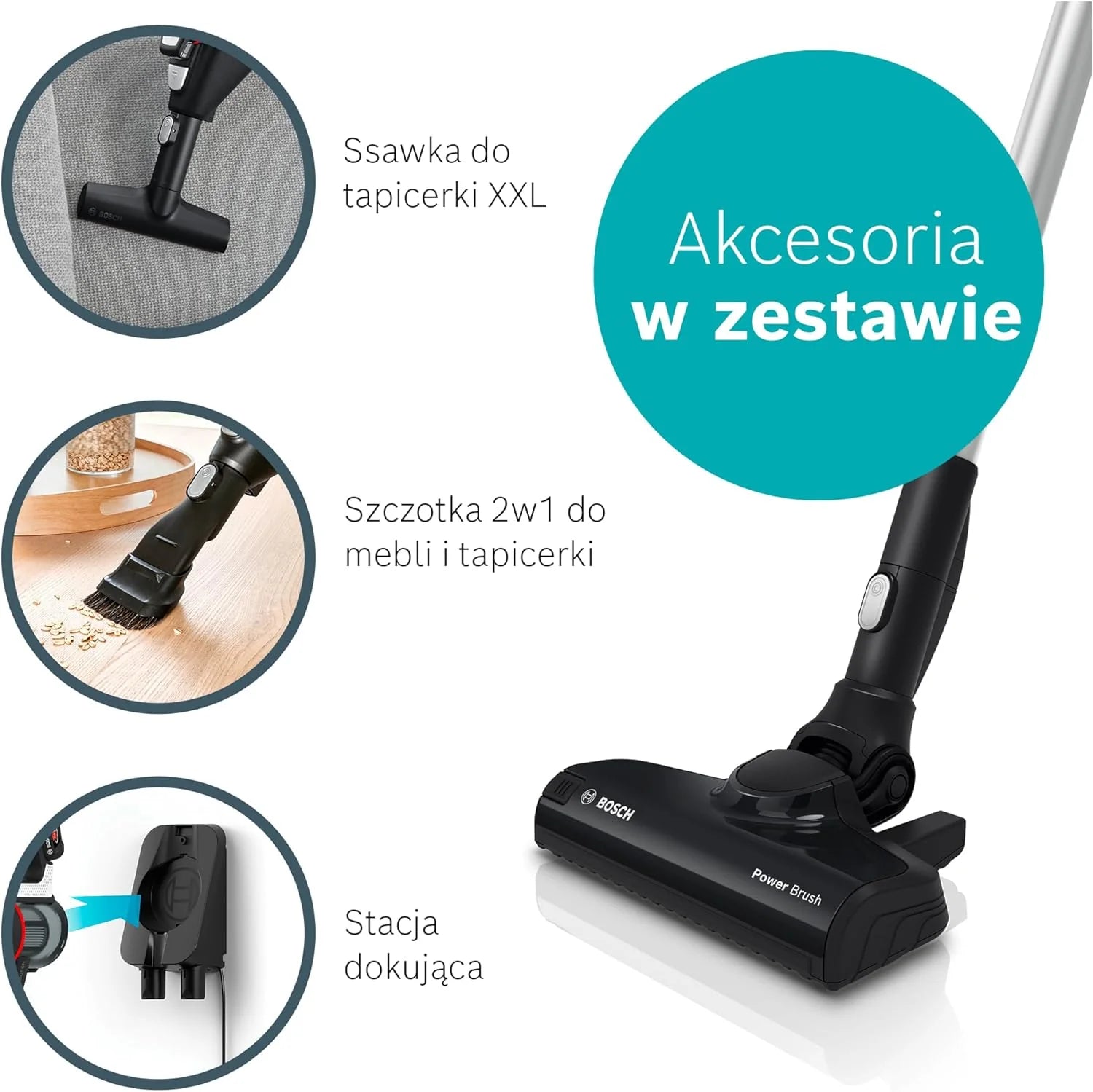 Bosch Akumulatorowy odkurzacz Unlimited seria 6 BKS6111P, bezprzewodowy odkurzacz ręczny, bezworkowy, lekki, higieniczny filtr, wysoka moc ssania, długi czas pracy, ssawka szczelinowa, wszystkie