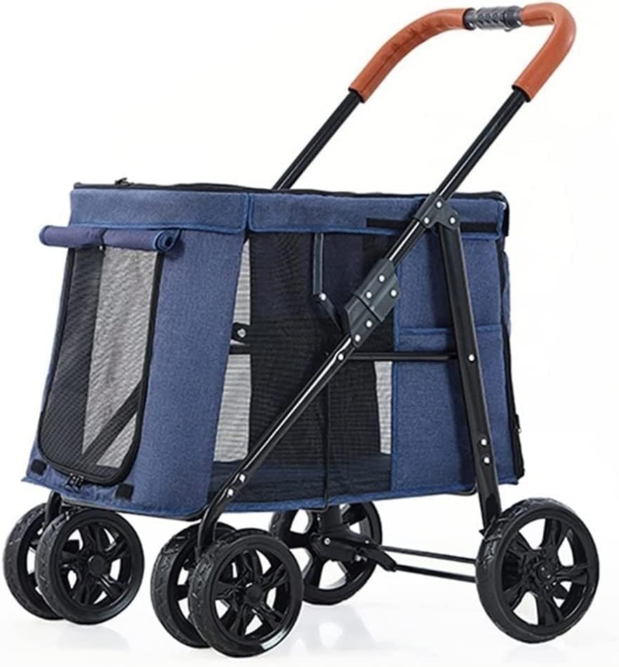 Luksusowy Duży Wózek Dla Psa 4 Koła Wózki Dla Psów Dla Dużych Psów Premium Pushchair Pet Stroller Składany Wózek Spacerowy (Color : Grey a)