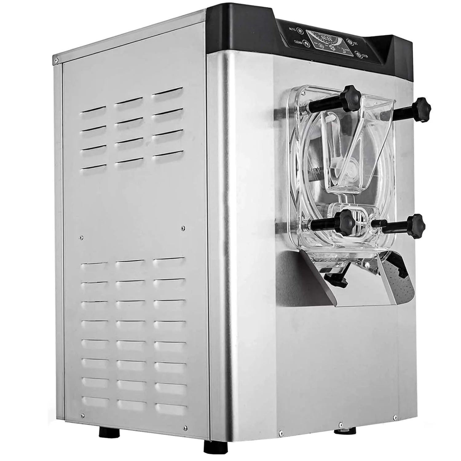 VEVOR Komercyjna maszyna do lodów, 16-20 l/h, 1400 W, z inteligentnym wyświetlaczem LCD i różnymi smakami, do baru przekąskowego, restauracji, srebrna