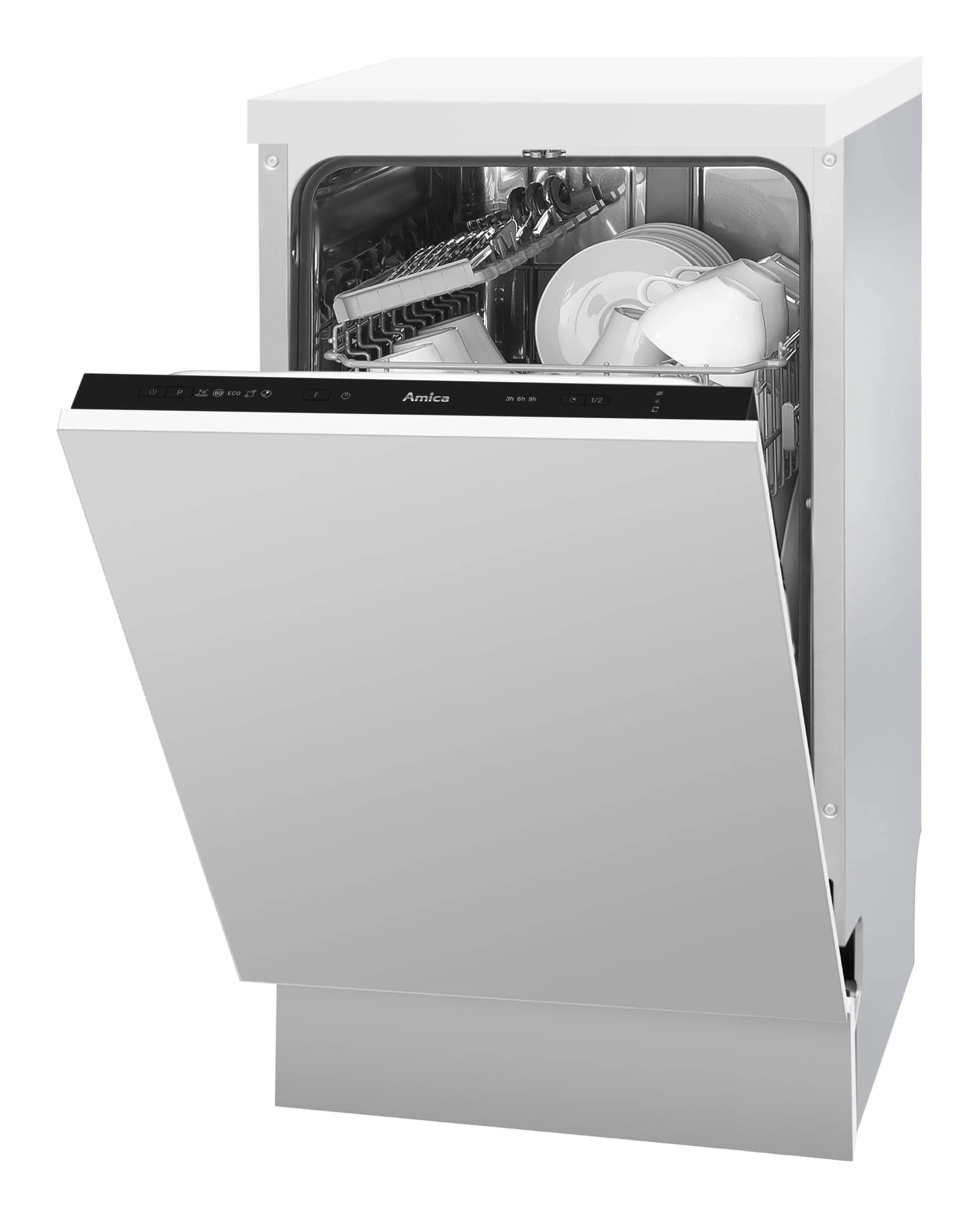 Amica EGSPV 587 915 zmywarka do zabudowy/w pełni zintegrowana zmywarka (bez frontu mebli) / szerokość 45 cm / 5 programów/Aquastop/kosz na sztućce