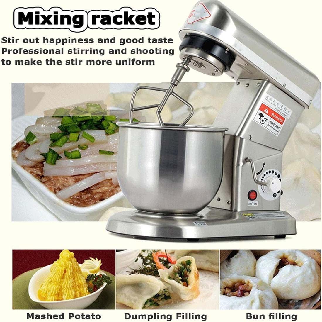 Commercial Food Mixer, 3 Speeds Food Stand Mikser, Kitchen Heavy Duty Mikser Mikser Z Miską Ze Stali Nierdzewnej Stojak Na Bakery Pizzeria Restaurant,5L