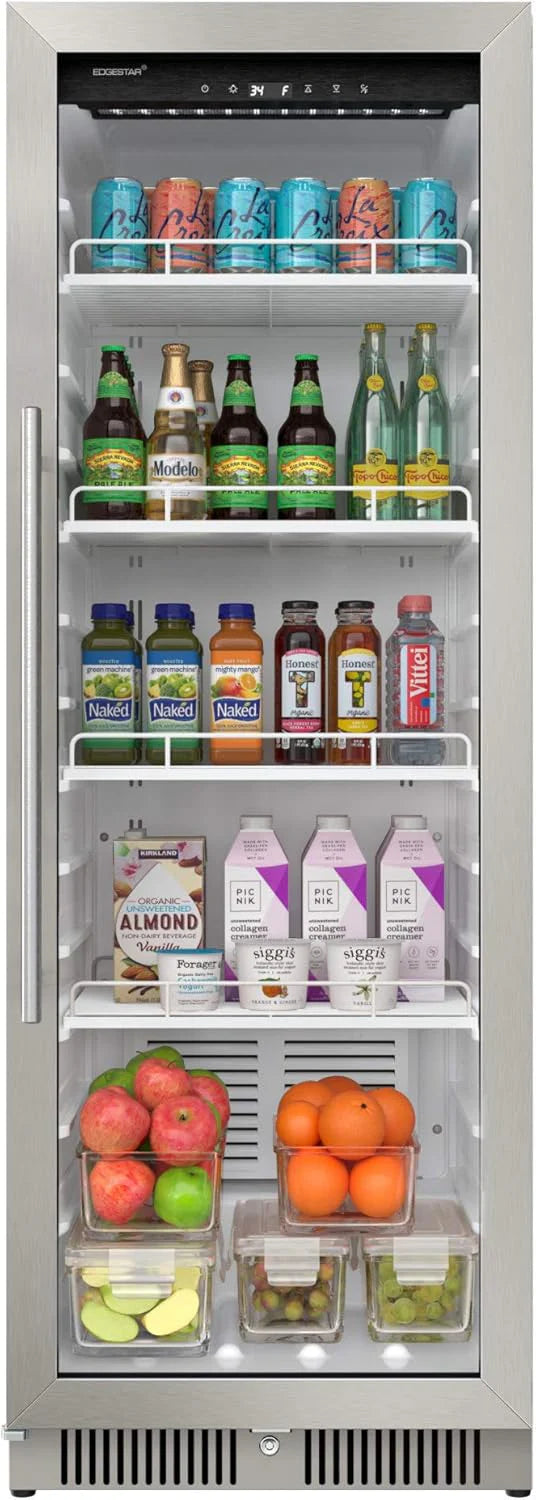 22 Wide 10.1 Cu. Ft. Commercial Beverage Merchandiser – Stainless Steel, Temp Alarm, Reversible Door