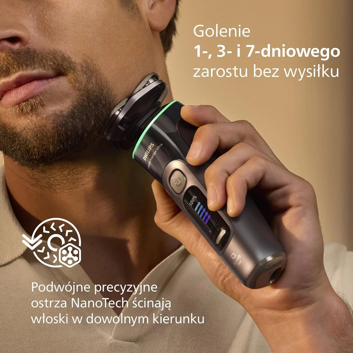 Philips Shaver i9000 Prestige Ultra, golarka elektryczna do golenia na sucho i mokro z technologią Skin IQ Pro, System Triple Lift & Cut, obrotowe 360º ostrza, 5 trybów golenia, Model XP9402/46