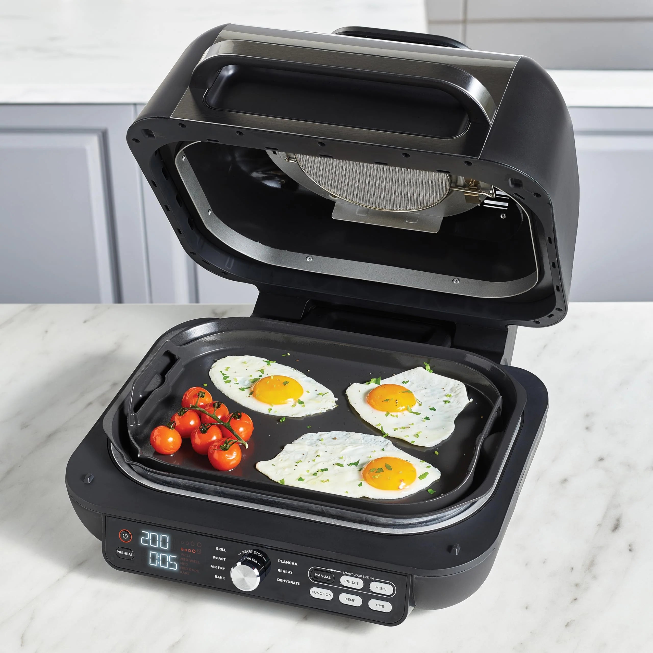 Ninja Foodi Grill i Frytkownica beztluszczowa, 5,7 l, smażenie bez oleju, grilowanie, pieczenie, ciasta i więcej, 5 funkcji gotowania, części bezpieczne do mycia w zmywarce, czarno/srebrna, AG301EU