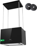 CIARRA CBCB4850 A+++ Okap wyspowy, obiegowy wiszący, 48 cm, 700 m³/h, z inteligentną aplikacją Wi-Fi, 4 poziomy prędkości, funkcja turbo, przednia szyba szklana, w zestawie filtr węglowy CBCF003