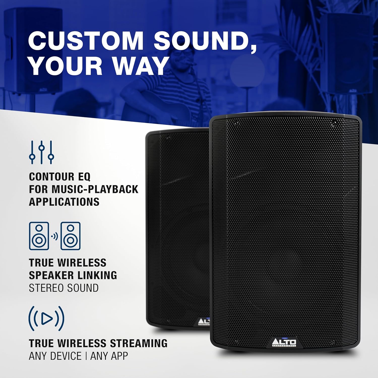 ALTO TS410 Aktywny Głośnik PA 2000W 10 z 3-Kanałowym Mikserem, Bluetooth, Bezprzewodowym Podłączaniem Głośników, DSP i Aplikacją