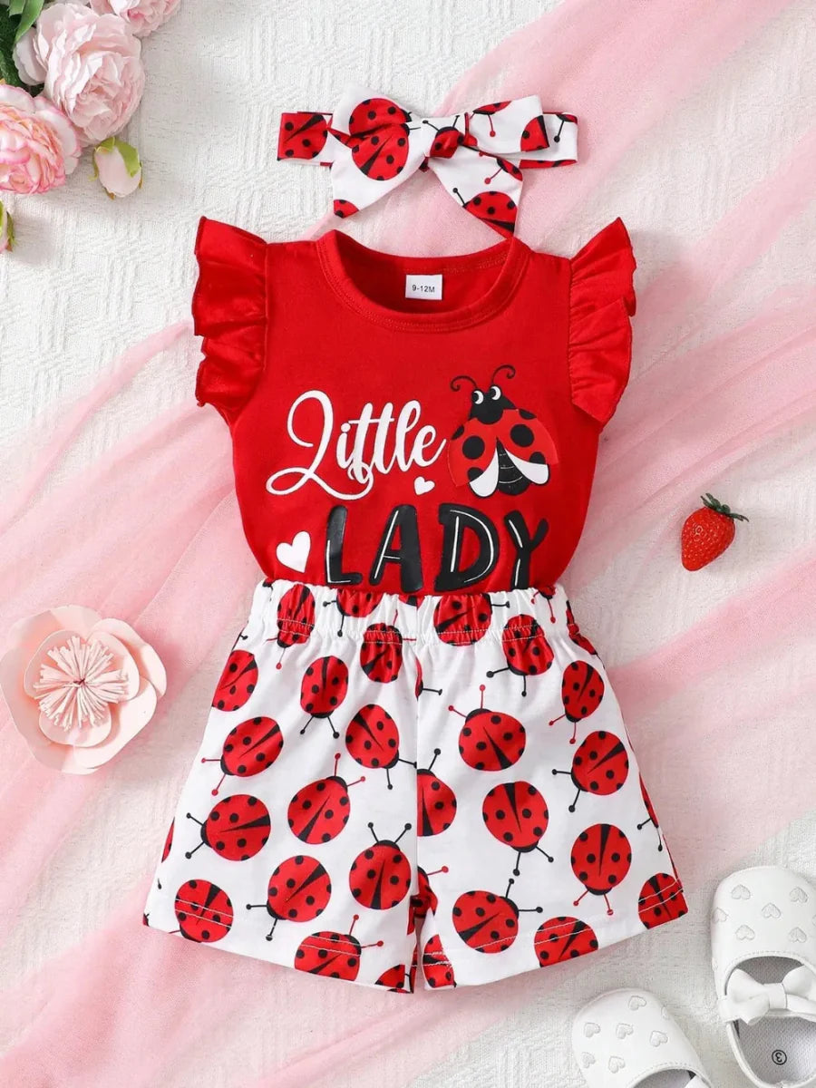 Ruffled Baby Outfit Set with Bow – Three-Piece Design (6–36M)