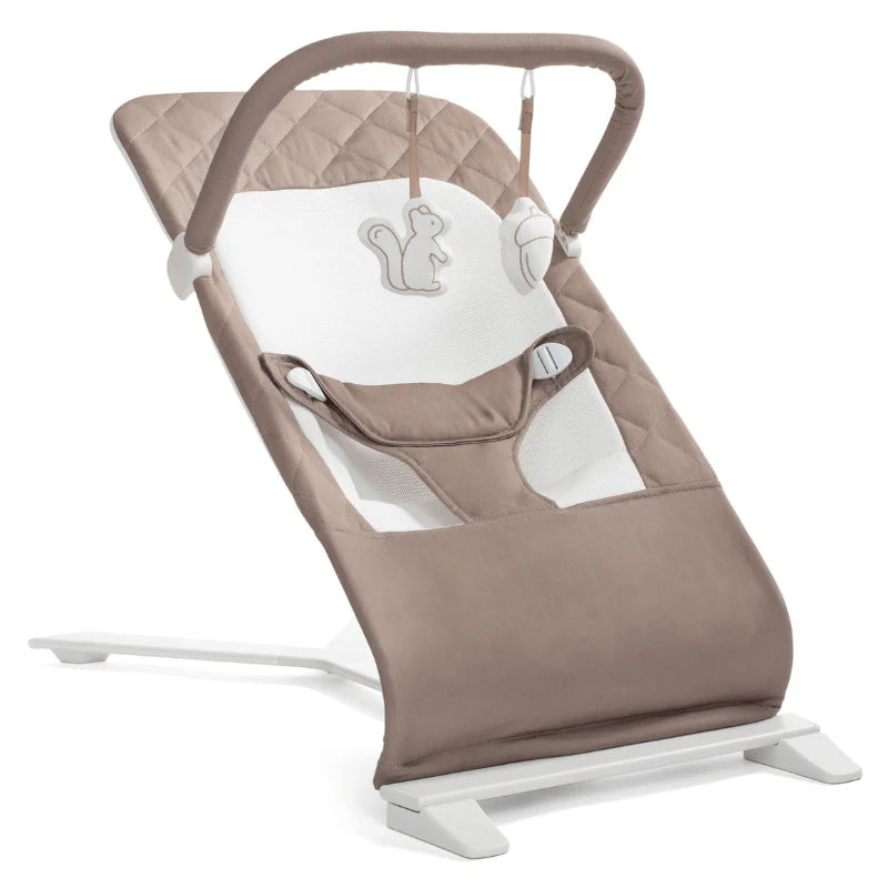Portable Baby Bouncer with 3 Recline Positions, Mesh Inset, and Toys