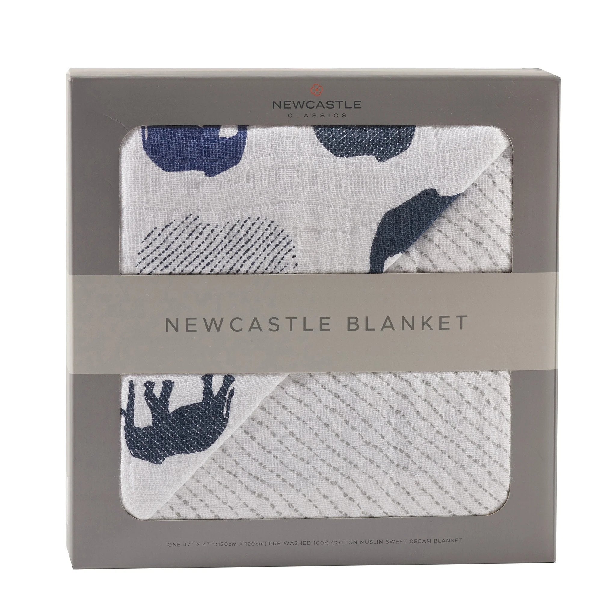Blue Elephant and Spotted Wave Cotton Muslin Blanket