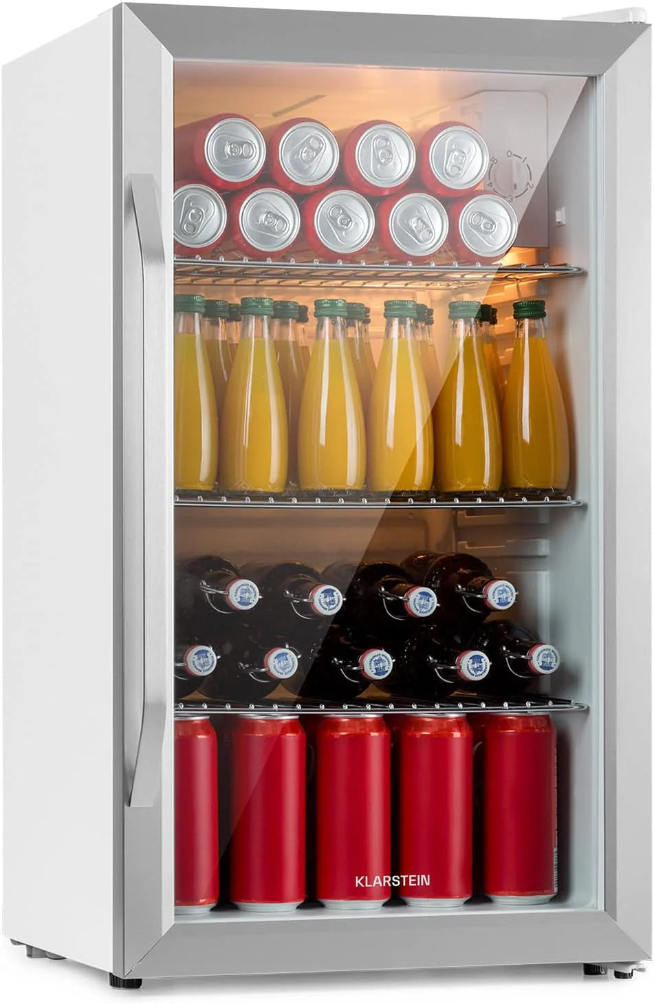 Klarstein Beersafe Quartz White lodówka na piwo, lodówka na napoje ze szklanymi drzwiczkami, lodówka, lodówka na butelki o pojemności 80 litrów