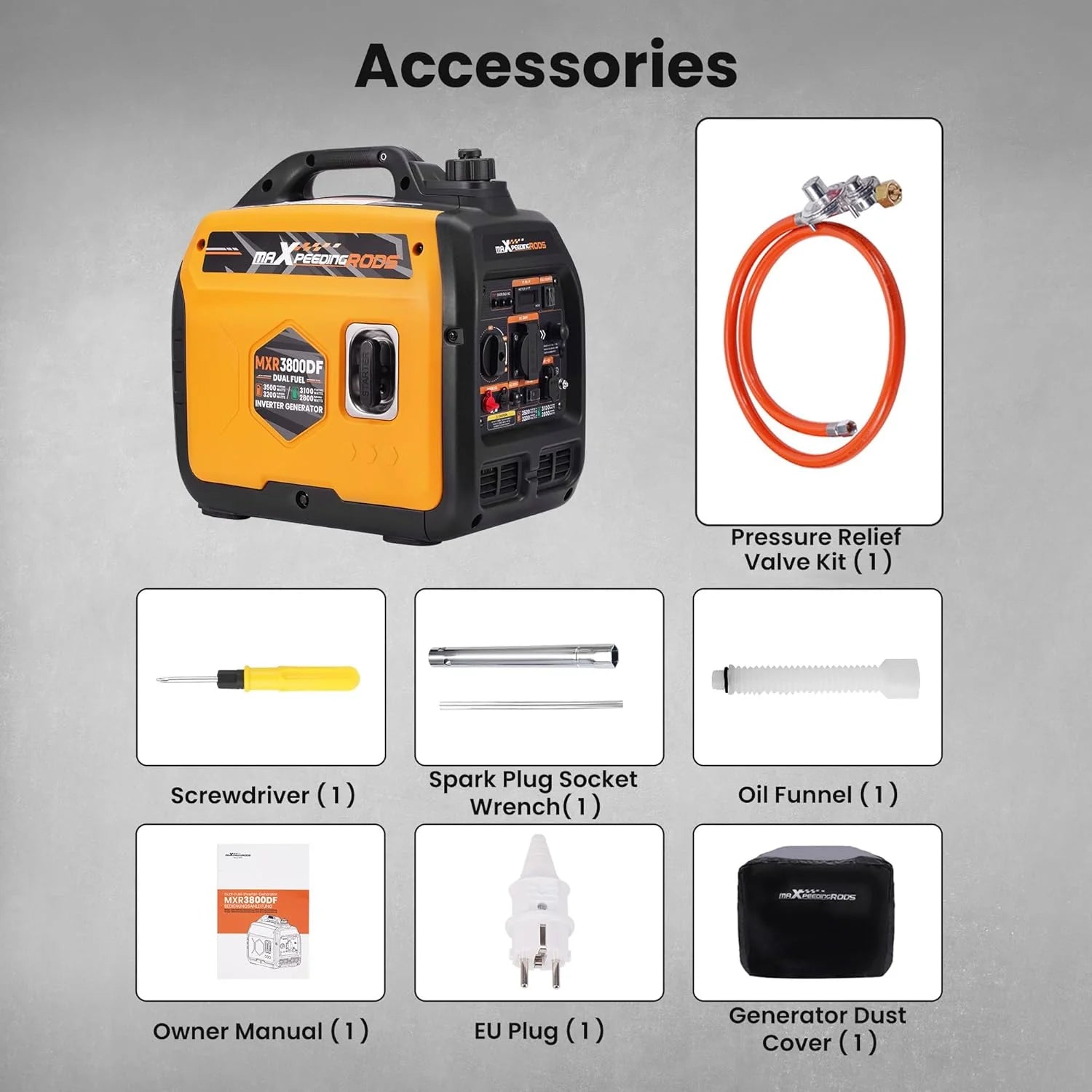 maXpeedingrods Inwerterowy generator prądu, 2000 W, benzynowy, 4-suwowy, z gniazdem USB i gniazdami 230 V, cyfrowy wyświetlacz, kompaktowy i lekki, na kemping, do podróży na świeżym powietrzu, kampera