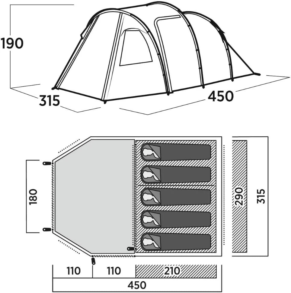 Easy Camp Hidra 5 Blackroom namiot rodzinny, 14 m² i 5 osób