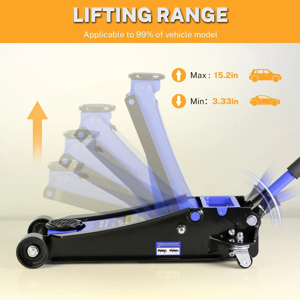 4-Ton Floor Jack, Low Profile Car Jack, Heavy-Duty Trolley Jack Car Lift with Dual Pump Pistons, Lifting Range 4-21, 8000LBS