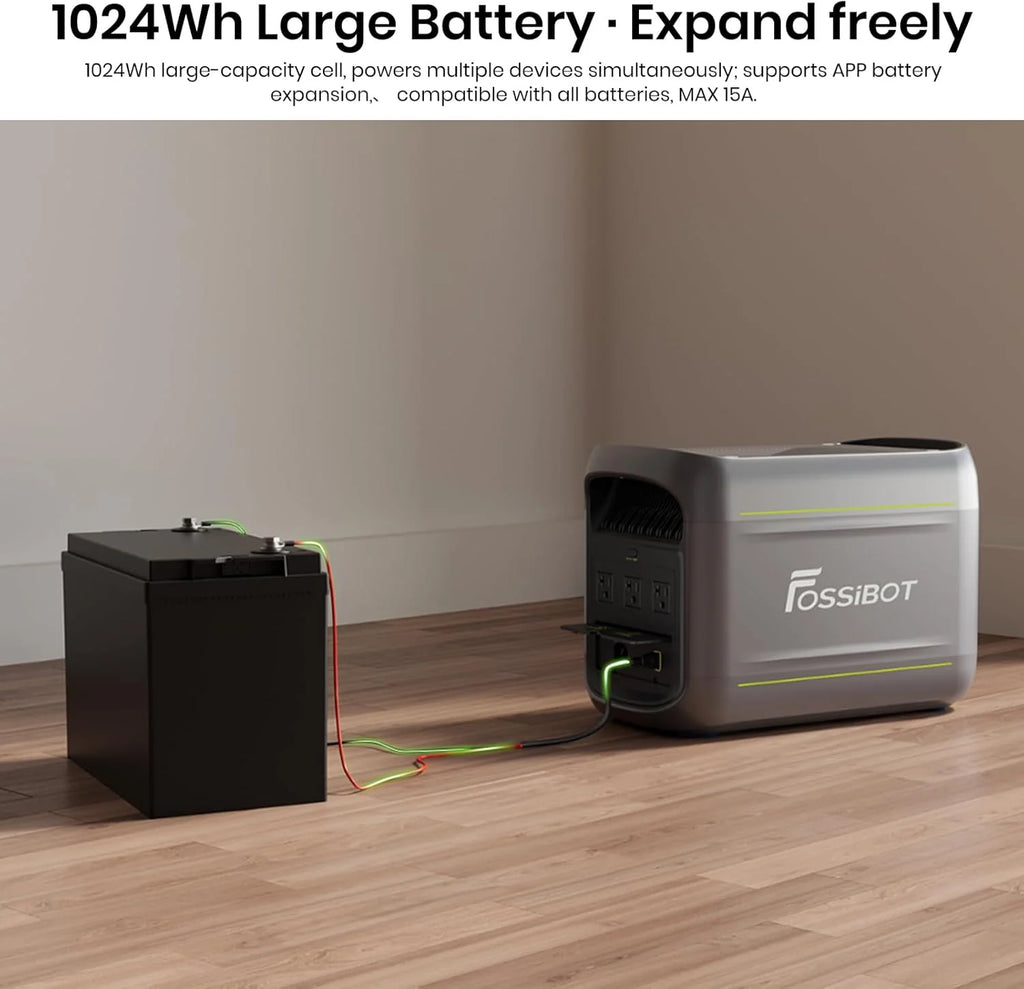 Fossibot Polska F1800 Przenośna Elektrownia 1024Wh LiFePO4 -Stacja Zasilania VAT 23%, 1200W Power station 7 portów，5-letnia gwarancja