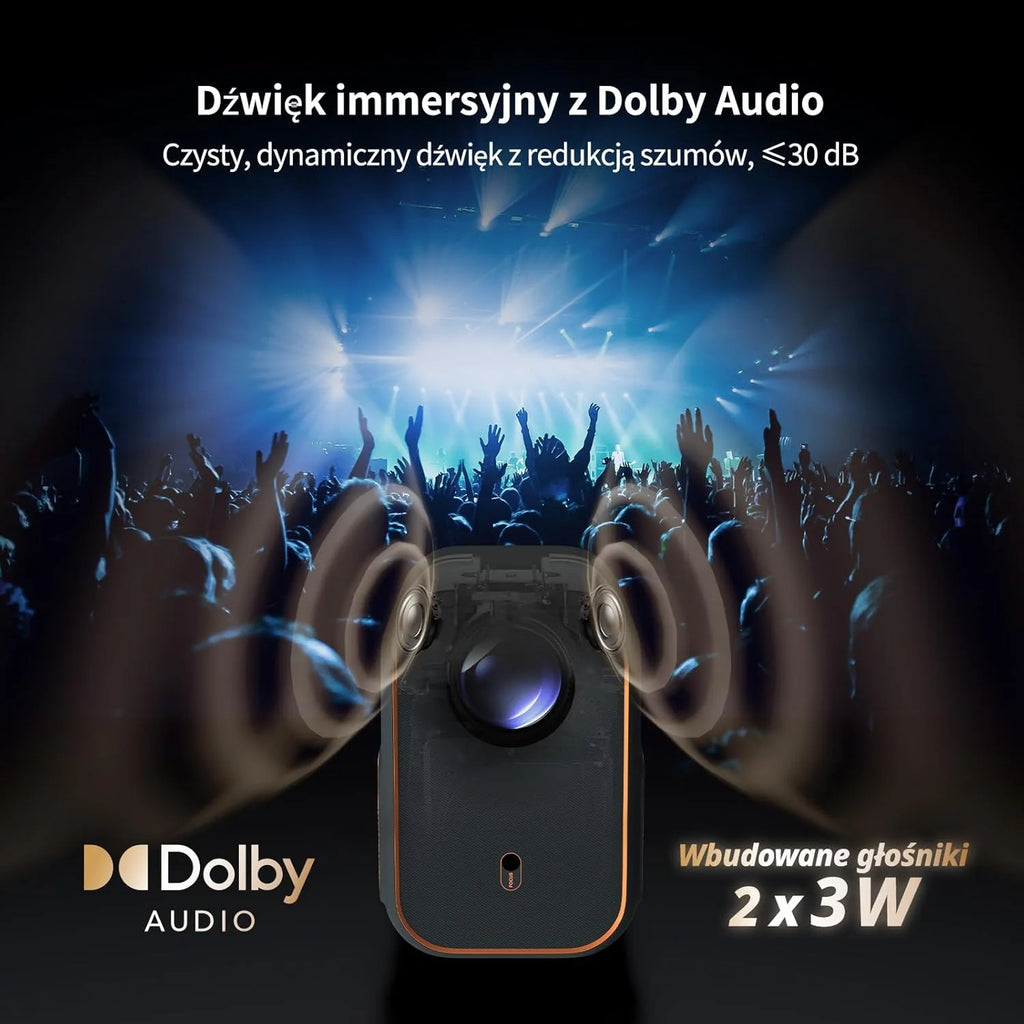WEMAX Inteligentny Projektor Google TV 1080P Full HD, Obsługa 4K, 320 ISO Lm, MEMC Płynność na Mecze 2026, Auto Focus i Keystone, Omijanie Przeszkód, HDR10, Dolby Audio, WiFi 5G, Bluetooth