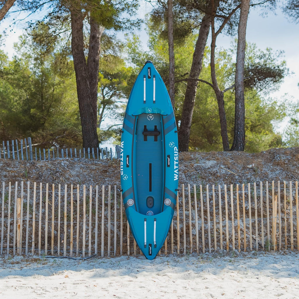 Wattsup Kajak dmuchany COD dla jednej osoby – 310 x 85 cm (10'2 x 33), laminowane tworzywo PVC i konstrukcja Dropstitch, kompletny zestaw, maks. 180 kg