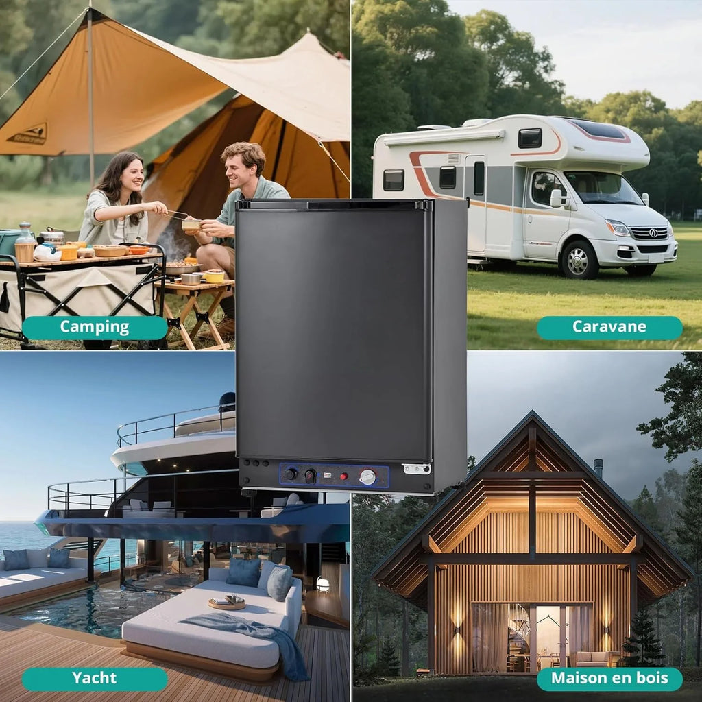 SMETA 60L Lodówka Gazowa 12V, 230V, AC/DC, 3-Drożna, Z Odwracalnymi Drzwiami, Idealna Do Przyczepy Kempingowej, Vanów, Kempingu, Off-Grid, Domków Letniskowych i Garaży