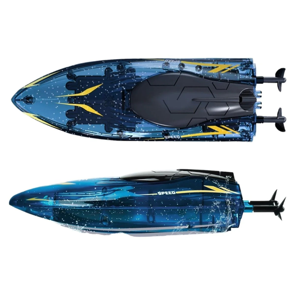 RC Speed Boat 2.4GHz – Dual Batteries, LED Lights, Fast Racing Toy