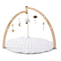 Wooden Baby Activity Play Mat with 6 Hanging Toys and Foldable Frame