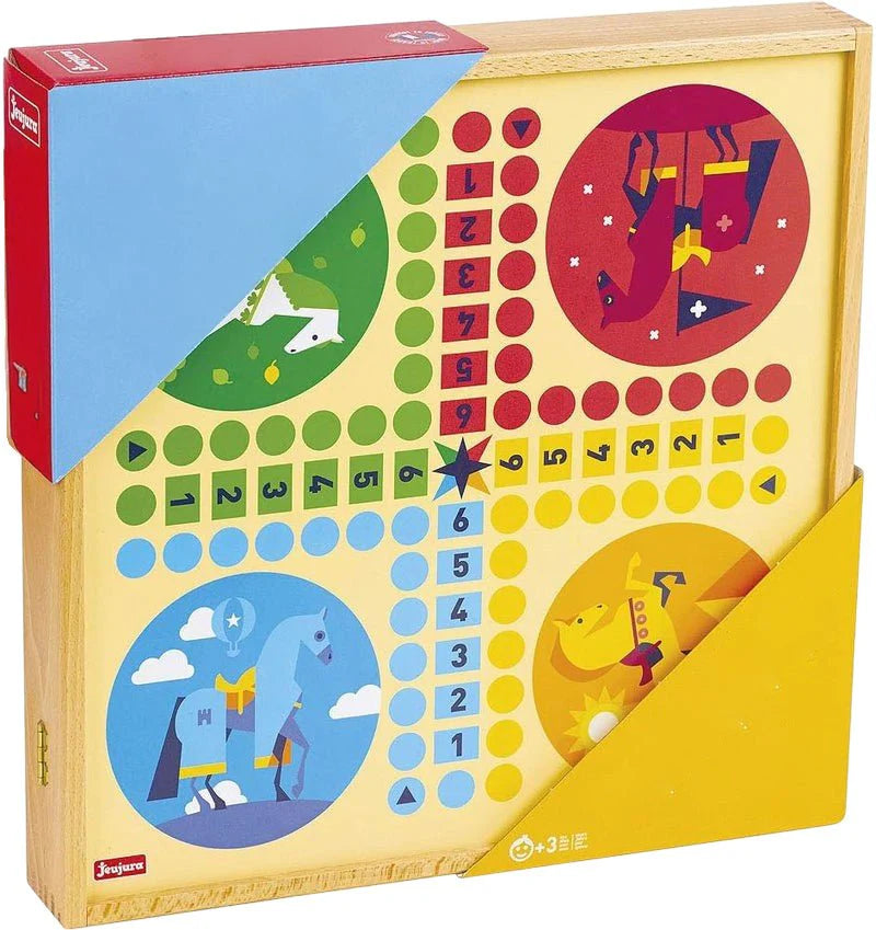 Wooden Board Game Set - 6 Classic Games & 50 Rules