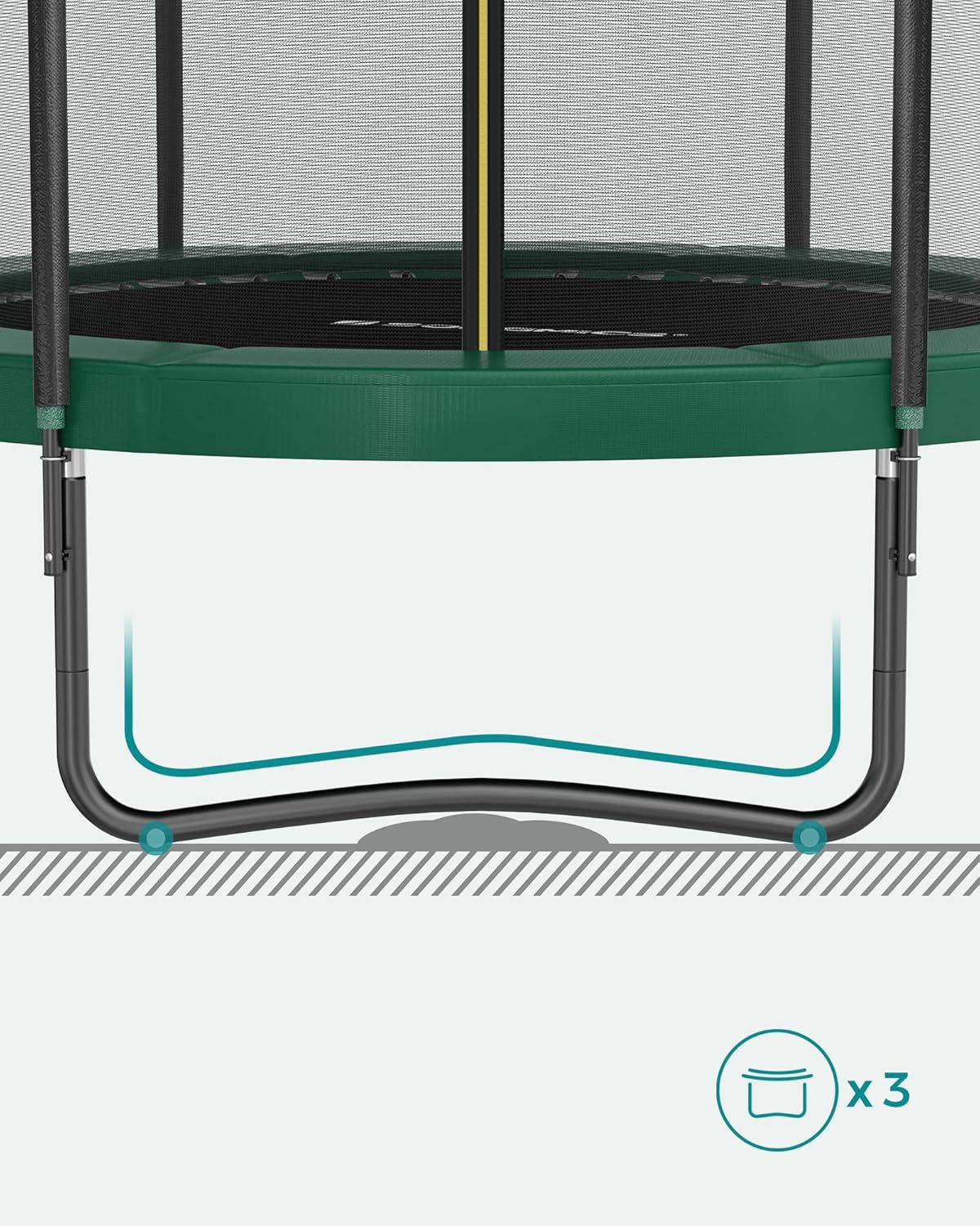 SONGMICS Trampolina Ø 244/305/366/427 cm, certyfikat TÜV Rheinland GS, okrągła trampolina ogrodowa z siatką zabezpieczającą i drabinką, wyściełany stelaż, dla dzieci i dorosłych
