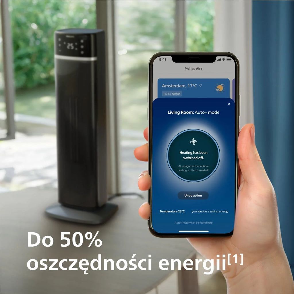 Philips Air Performer 3w1 - wentylator, oczyszczacz powietrza i grzejnik, Filtr NanoProtect HEPA, Usuwa alergeny, wirusy, bakterie, zapachy i 99,97% pyłków z powietrza, Cichy, Kolor Szary (AMF870/15)