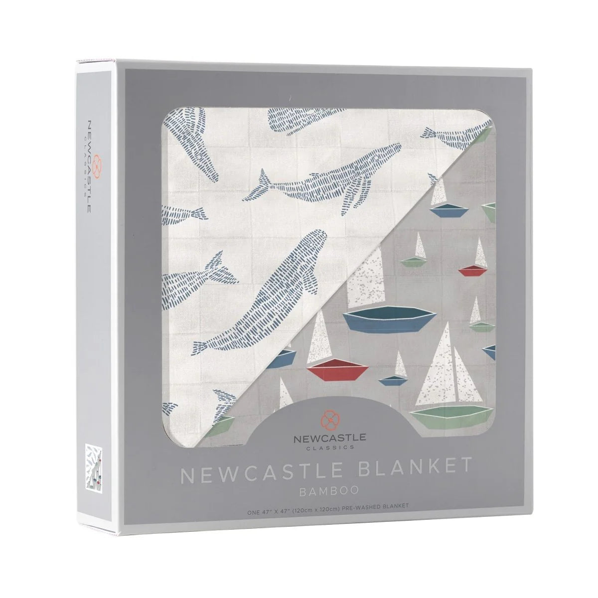 Blue Shadow Whales and Marina Sailboats Bamboo Blanket