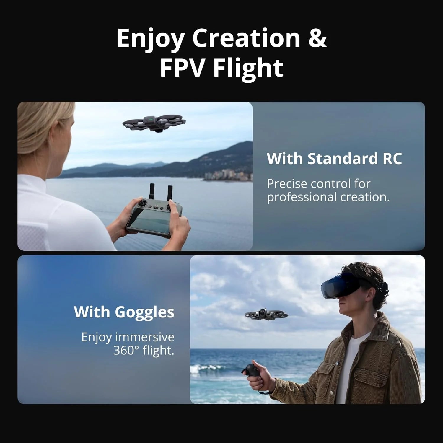 DJI Avata 360 Motion Fly More Combo, dron z obrazowaniem 8K 360° klasy 1-calowej, dron z kamerą 360° i osłoną śmigieł. Zawiera Goggles N3 i RC Motion 3 dla intuicyjnego sterowania ruchem i Easy ACRO.