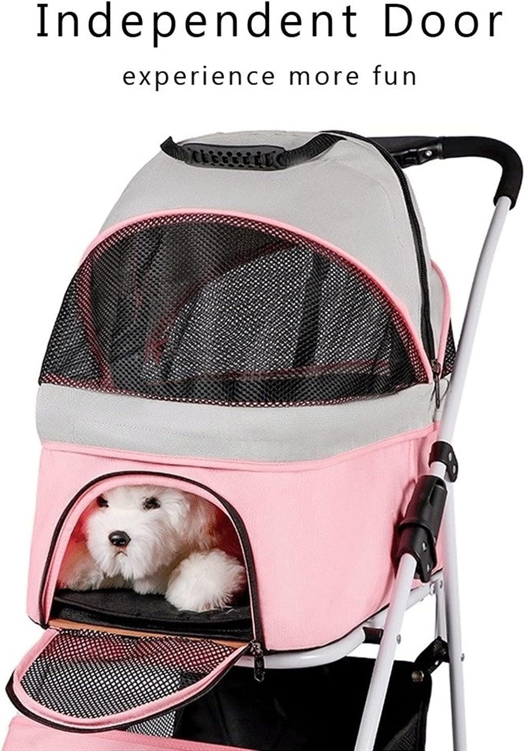 Premium Pet Stroller Cat Dog Wózki dla średnich psów, składany wózek dla kota dla 2 kotów Wózki dla psów Wózki dla małych psów Oddychający wózek dla psa Wózek buggy (kolor: jasnoszary) (ciemnoszary)