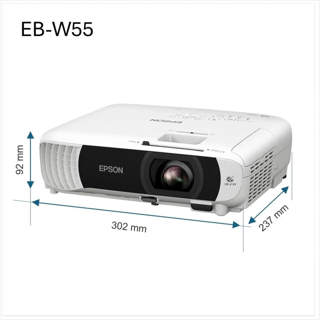 EPSON EB-W55 projektor 3LCD HD-Ready (4000 lumenów, 16:10, rozdzielczość WXGA (1280 x 800 pikseli), WiFi, HDMI, biały