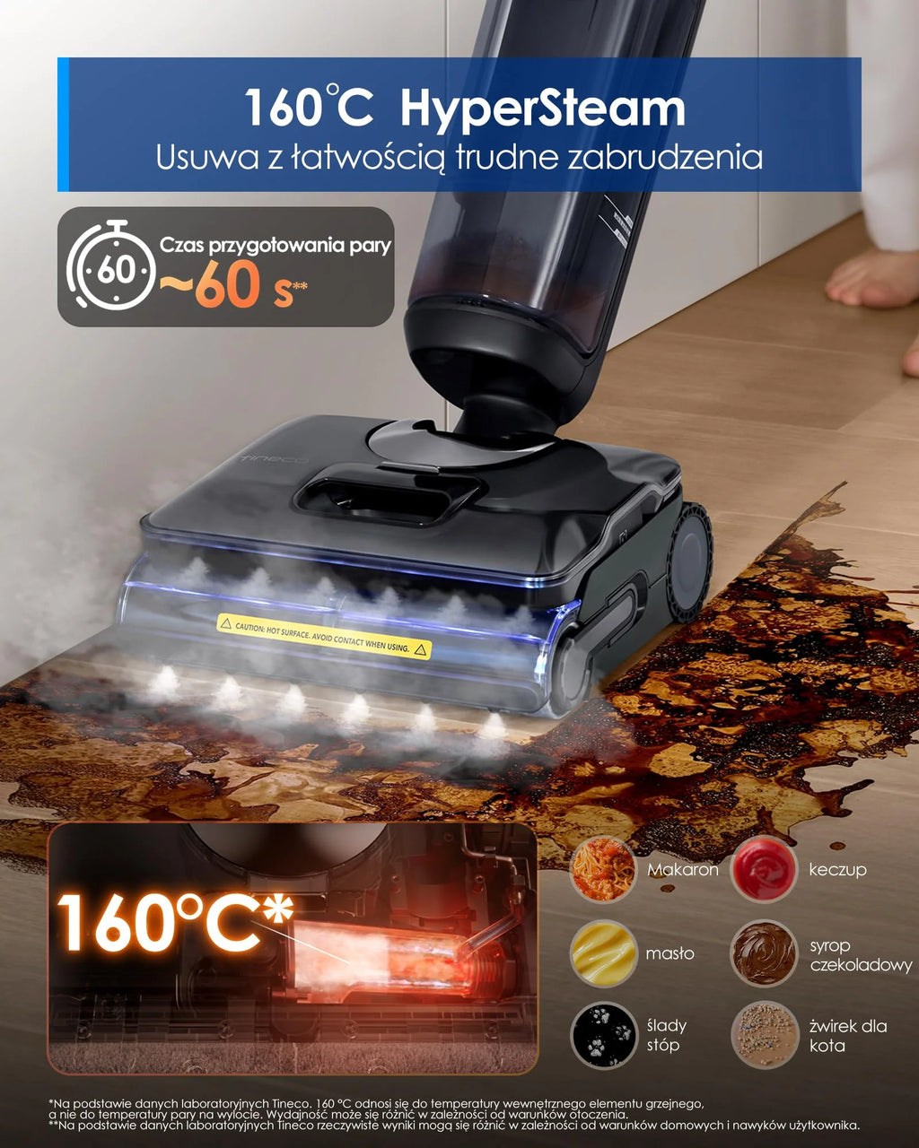 Tineco FLOOR ONE S7 Stretch Steam Draadloze Nat-Droog Stoomzuiger Alles-in-één, 160℃ HyperSteam, 180° Plat Liggend, Anti-Knoop Ontwerp, FlashDry Zelfreiniging, Tot 80 min gebruiksduur