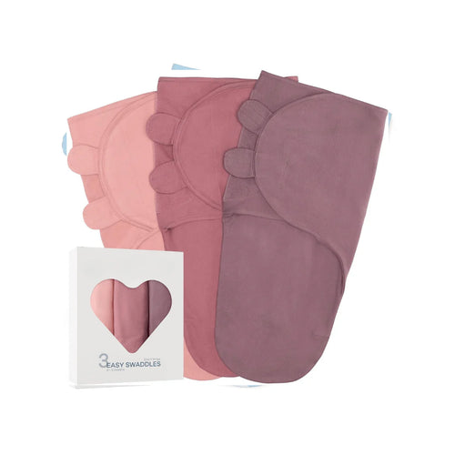 3-Pack Cotton Baby Swaddle Blankets with Velcro Closure, 0-6 Months