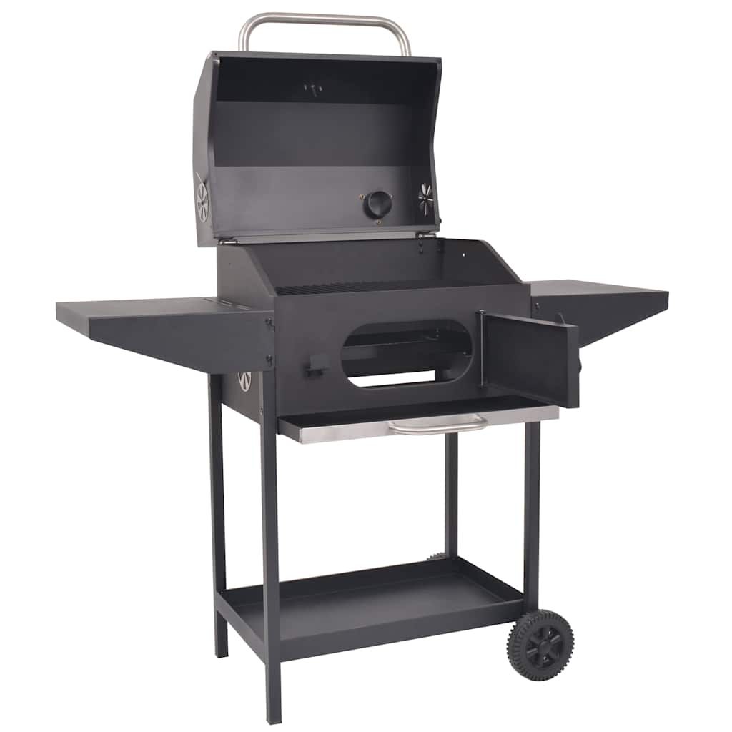 Grill węglowy Vidaxl z dolną półką, czarny