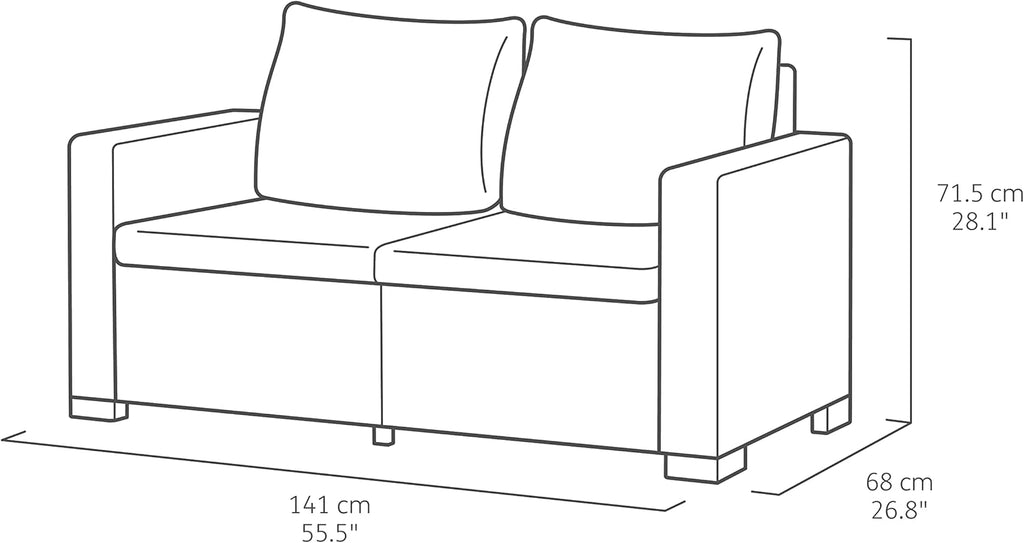 Allibert California Sofa Ogrodowa, Panama Cool Grey, 141 x 68 x 72 cm