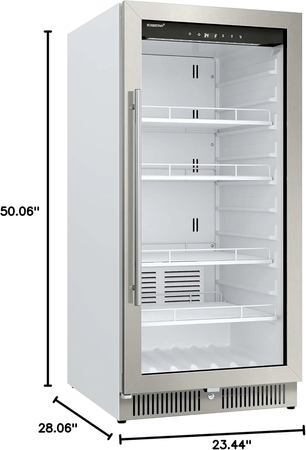 22 Wide 10.1 Cu. Ft. Commercial Beverage Merchandiser – Stainless Steel, Temp Alarm, Reversible Door