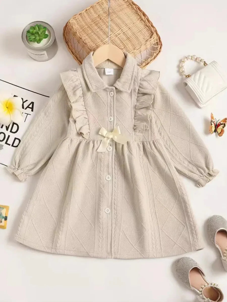 Toddler Girls Ruffled Bow Dress for Special Occasions