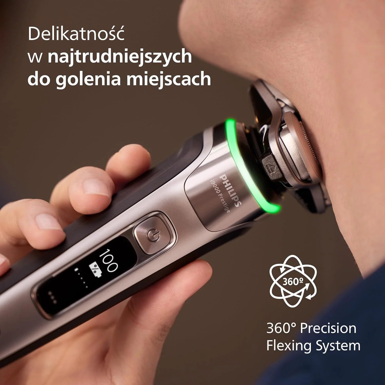 Philips Shaver i9000 Prestige, golarka elektryczna do golenia na sucho i mokro z technologią Skin IQ, System Triple Lift & Cut, podwójne ostrza SteelPrecision 360º, Model XP9205/30