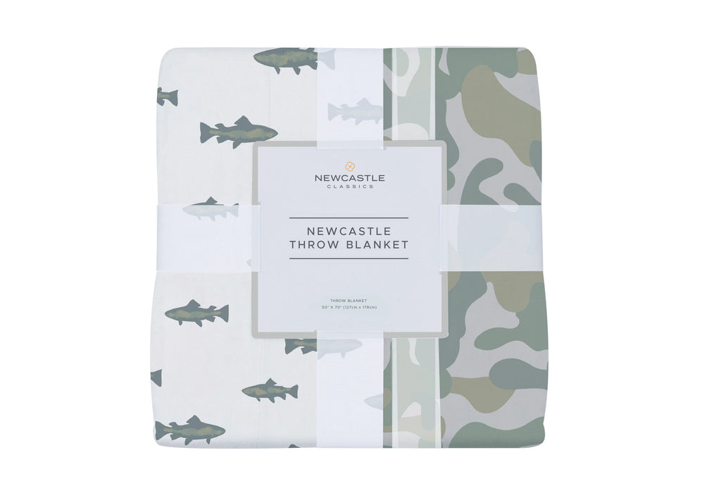 Gone Fishing and Hunter's Camo Bamboo Throw Blanket