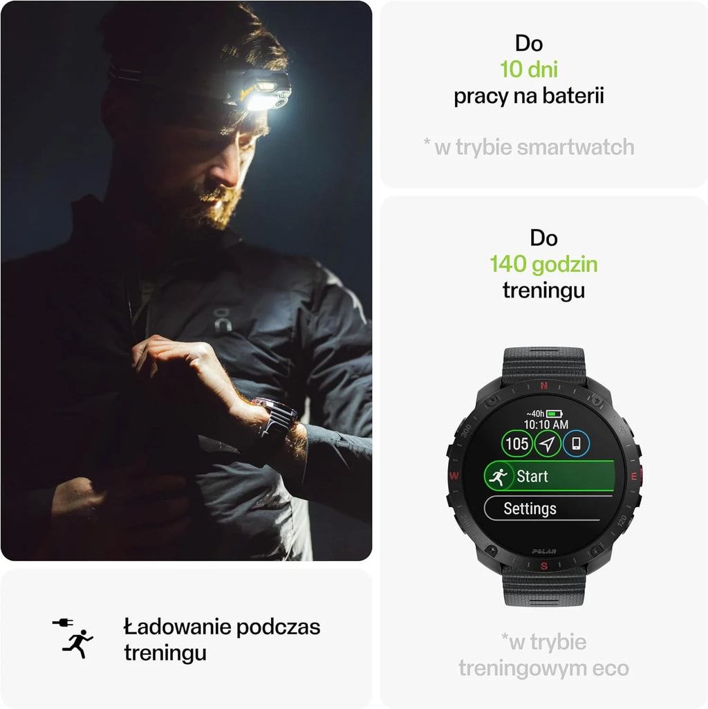 Polar Grit X2 Pro z GPS klasy premium – wytrzymały zegarek outdoorowy. Zaawansowana nawigacja i monitorowanie danych, sensor tętna i inne bioczujniki zaprojektowane dla najlepszej wydajności