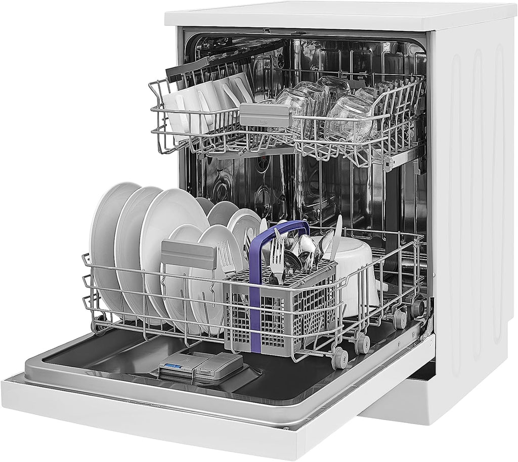 Beko BDFN26430W zmywarka do naczyń 60 cm, wolnostojąca, do zabudowy, na 14 nakryć wymiarowych, 6 programów, 4 dodatkowe funkcje, 3 poziomy zlewu, HigienIntense, SelfDry, program do połowy załadunku,