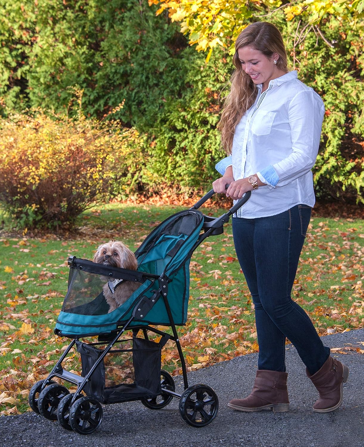 Pet Gear Happy Trails Lite wózek dla zwierząt domowych bez zamka błyskawicznego, łatwy do złożenia ze zdejmowaną wkładką, bezpieczny, kosz do przechowywania + uchwyt na kubek, 4 kolory