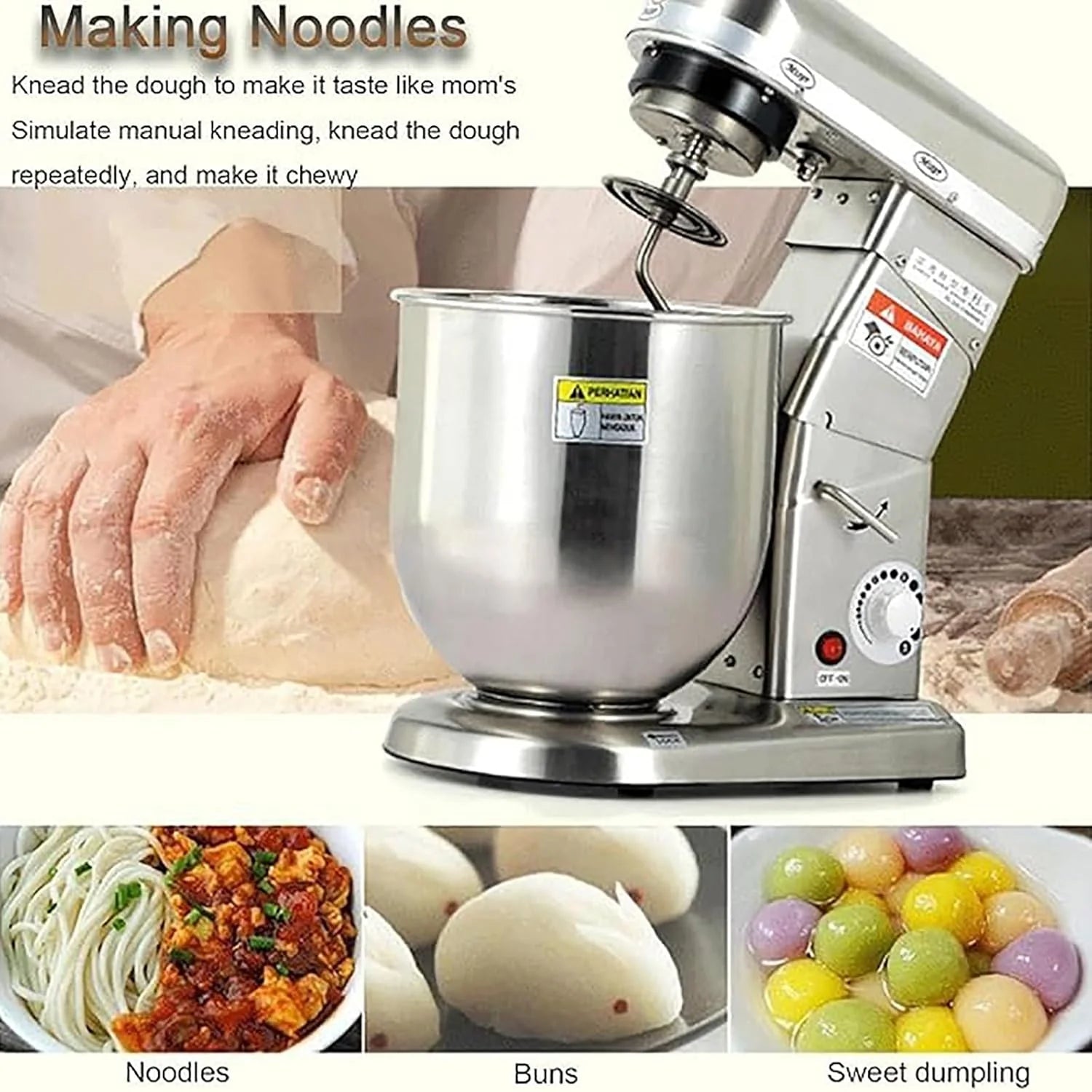 Professional Stand Mixer, 3 Speed 10L Mixing Bowl 500W Electric Mixer with Mixing Bowl, Beater & Dough Hook, Commercial Kitchen Cake Mixer & Dough Mixer,StainlessSteel