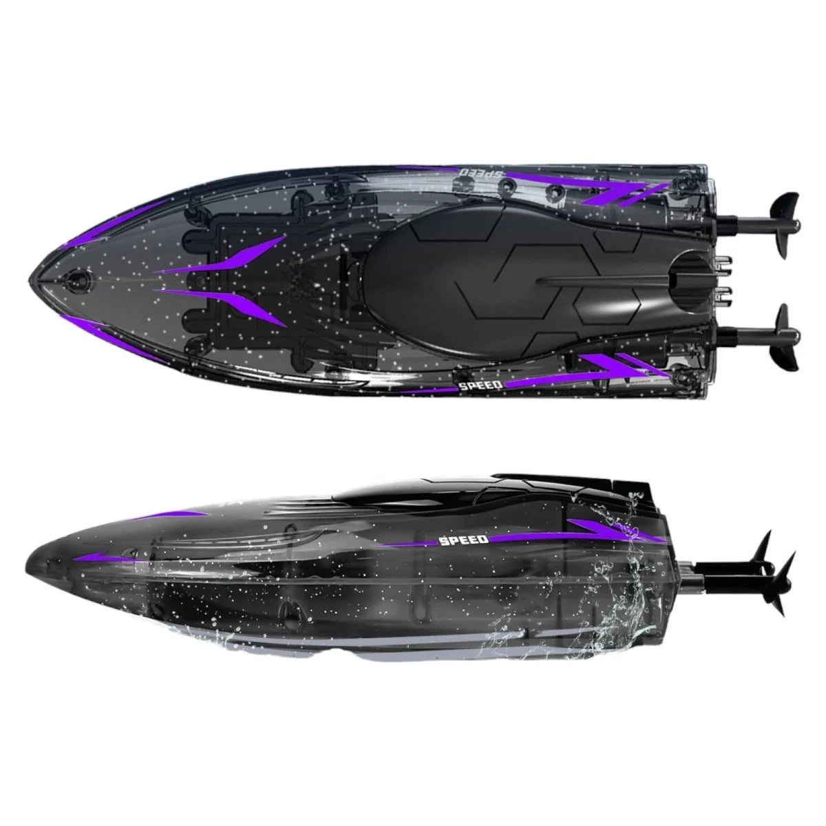 RC Speed Boat 2.4GHz – Dual Batteries, LED Lights, Fast Racing Toy