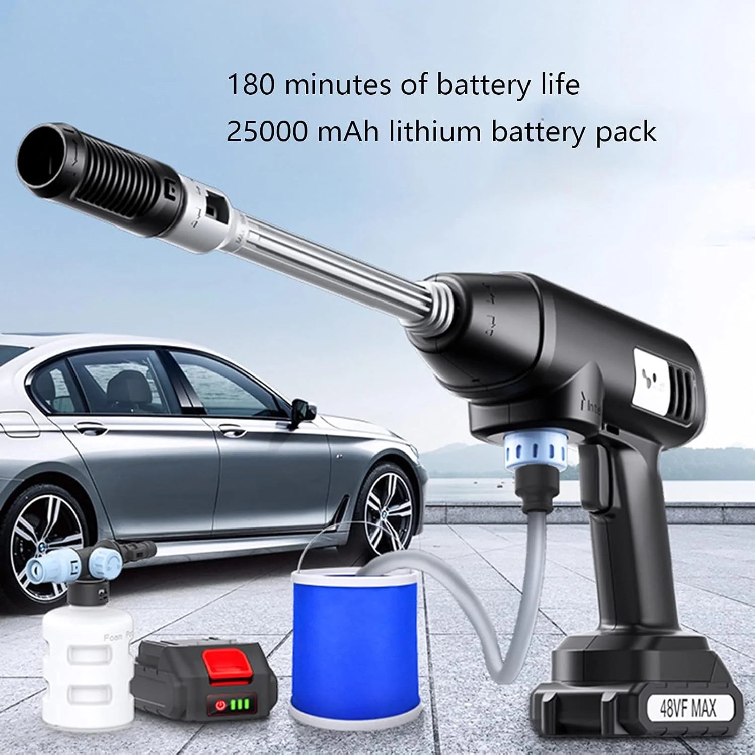 Myjnia strumieniowa do samochodów Patio Wash Lanca Dysza Bezprzewodowa dysza Turbo Myjki ciśnieniowe Elektryczne czyszczenie 600 W samochód bezprzewodowy Dom Przenośny tryb ładowania Bateria litowa