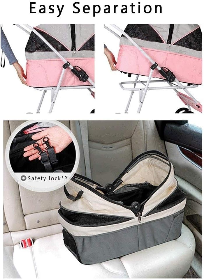 Premium Pet Stroller Cat Dog Wózki dla średnich psów, składany wózek dla kota dla 2 kotów Wózki dla psów Wózki dla małych psów Oddychający wózek dla psa Wózek buggy (kolor: jasnoszary) (ciemnoszary)