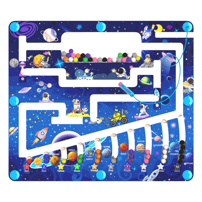 Montessori Magnetic Color & Number Maze Board, Ages 3–6