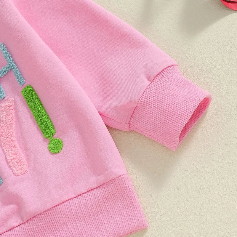 Kids Girls Outfit Long Sleeve Embroidery Letters Sweatshirt Tulle Skirt Birthday Clothes