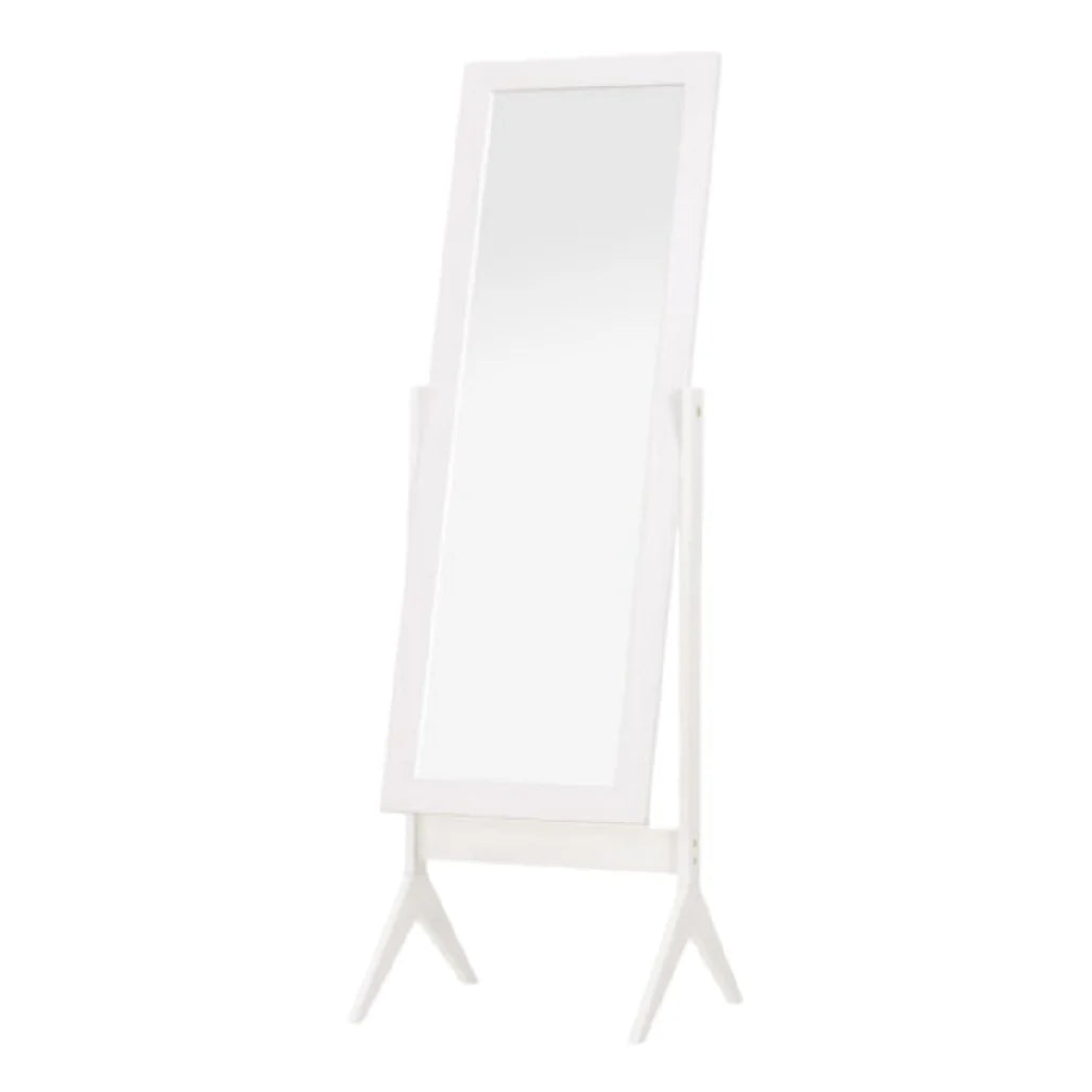 Nowoczesne stojące lustro w białej ramie - minimalistyczny design