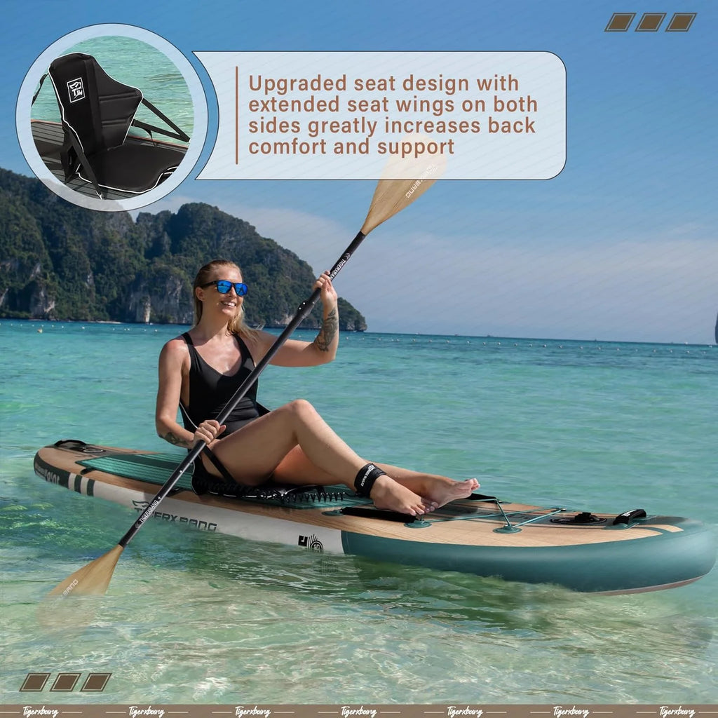 TIGERXBANG Deska SUP, deska do paddlingu, 10'8, 330 x 86 x 15 cm, z kompletnym nadmuchiwanym akcesoriami klasy premium, bardzo szerokie deski do wiosłowania dla dorosłych i dzieci, kolekcja Pandora