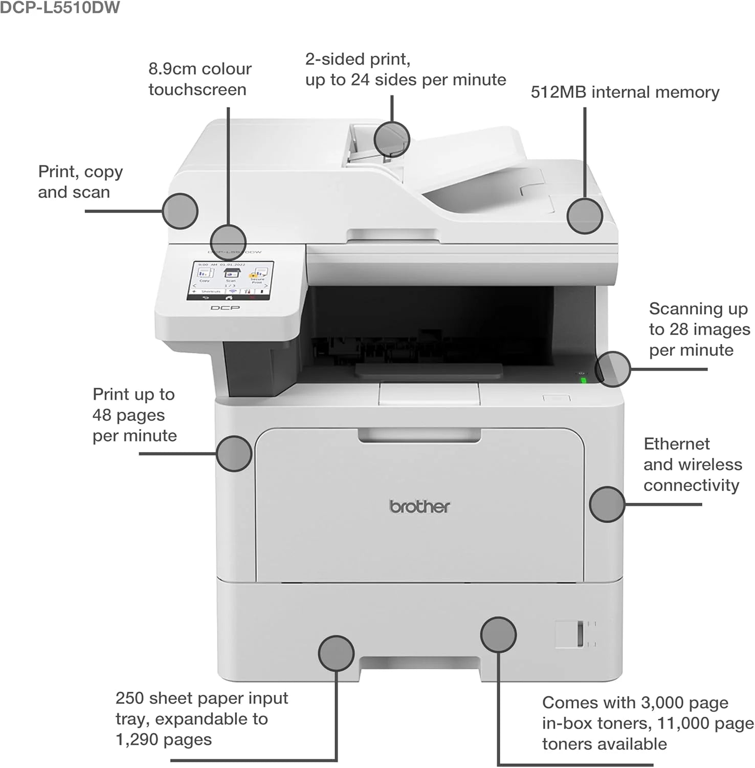 Brother DCP-L5510DW 3 w 1 MFP 48PPM